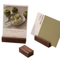 Walnut card holder retro message stand desktop decoration solid wood office countertop postcard photo photo label business card note holder vertical small clip holder ornament