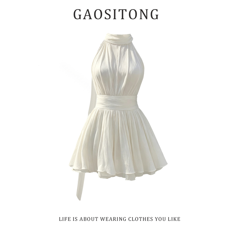 Gaositong French-Style Sleeveless Ribbon Dress for Women, Summer 2026, Gentle Style, Waist-Cinching, Slimming A-Line Dress Gaositong French-Style Sleeveless Ribbon Dress for Women, Summer 2026, Gentle Style, Waist-Cinching, Slimming A-Line Dress
