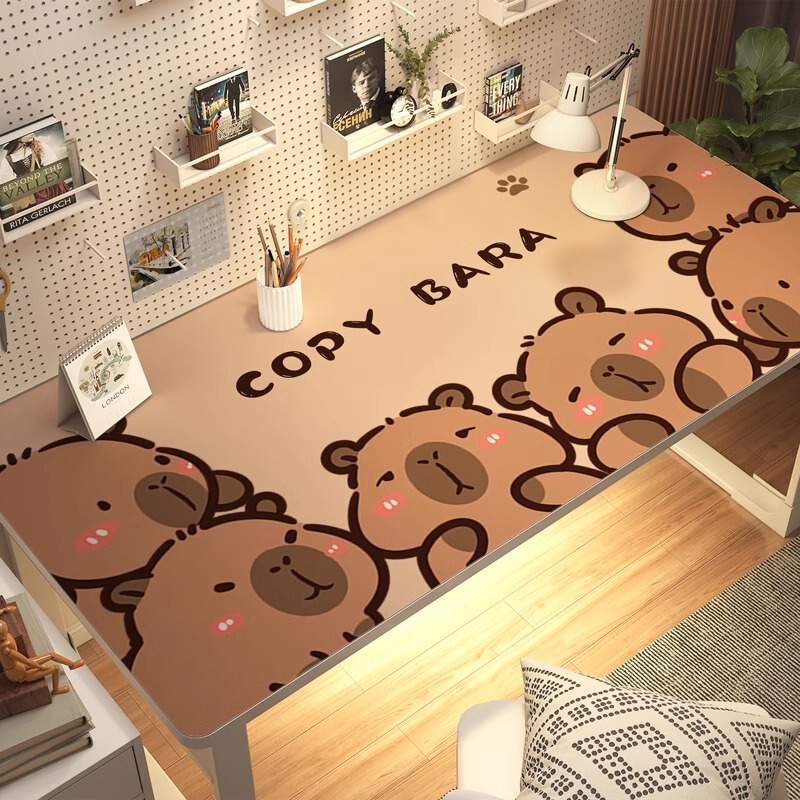 Kapibala Student Desk Mat Kidsren's Environmentally Friendly Capybara Leather Writing Desk Eye Protection Tablecloth Study Desk Mat