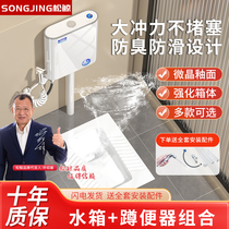 Household ceramic squat toilet water tank set adult toilet potty squat toilet toilet deodorant