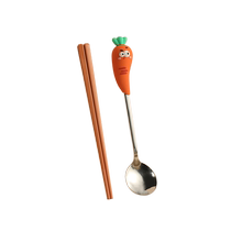304 stainless steel childrens cartoon portable tableware fruit shape cute spoon three-piece set spoon chopsticks 2598