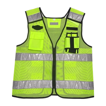 Reflective vest traffic vest road construction safety warning cycling security duty multi-functional pocket reflective vest