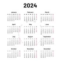 2024年简约日历 甲辰年龙年年历台历模板 AI格式矢量设计素材