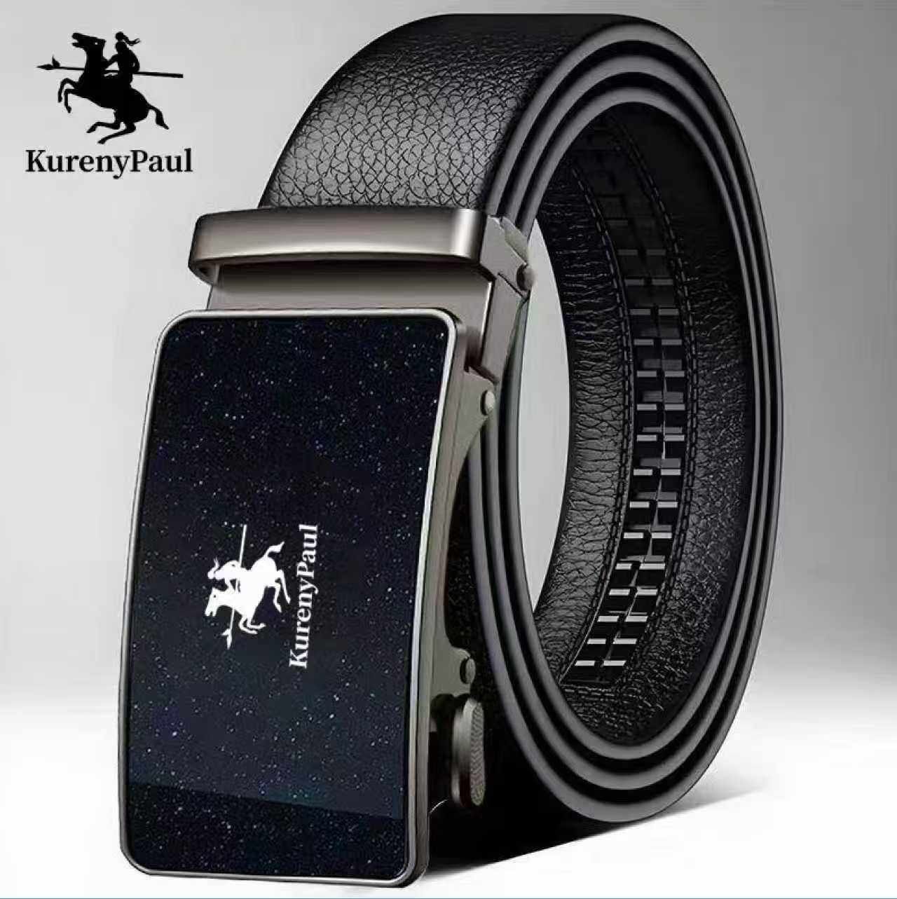 Paul Genuine Men's Leather Automatic Buckle Belt Business Belt with a Premium Texture