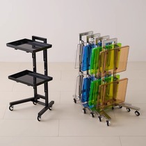 Beauty salon bar cart Internet celebrity trolley acrylic hair salon tools barber cutting folding perming and dyeing cart special