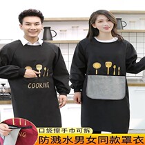Apron home kitchen 2021 new hot style long-sleeved mens overalls with sleeves waterproof and oil-proof cooking overcoat for women