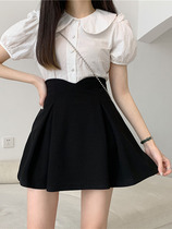 Black Dress Children Summer Dress New slim A-word dress High waist half body dress Women fat MM Design Feeling Little Crowdplered Dress