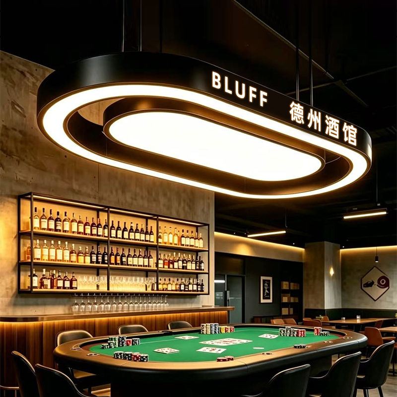 Texas Hold'Em Poker Bar Chandelier Billiard Room Front Desk Cashier Counter E-Sports Game Oval Logo Decorative Atmosphere Light Texas Hold'Em Poker Bar Chandelier Billiard Room Front Desk Cashier Counter E-Sports Game Oval Logo Decorative Atmosphere Light