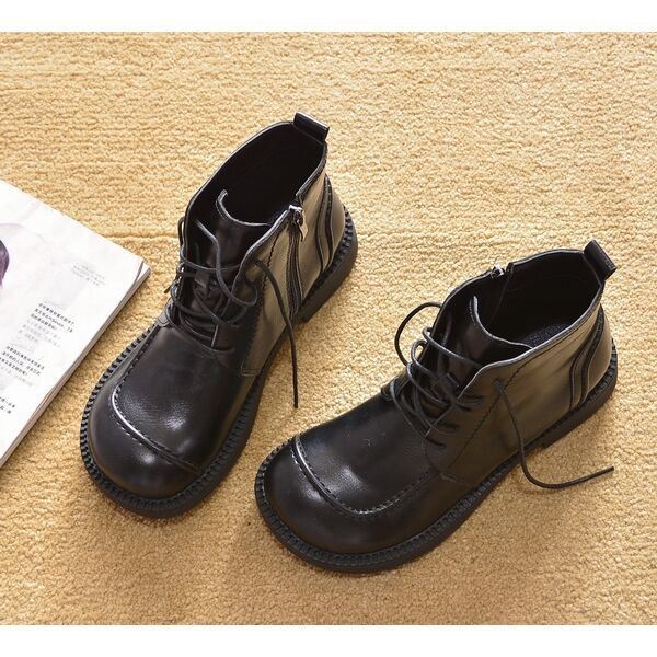 Mango Shoes Short Boots Spring Autumn Flat Heel Short Boots Flat Bottom Foreign Trade Single Boots Thick Sole Shoes Short Cylinder Snowy Boots Ankle Boots Female Boots