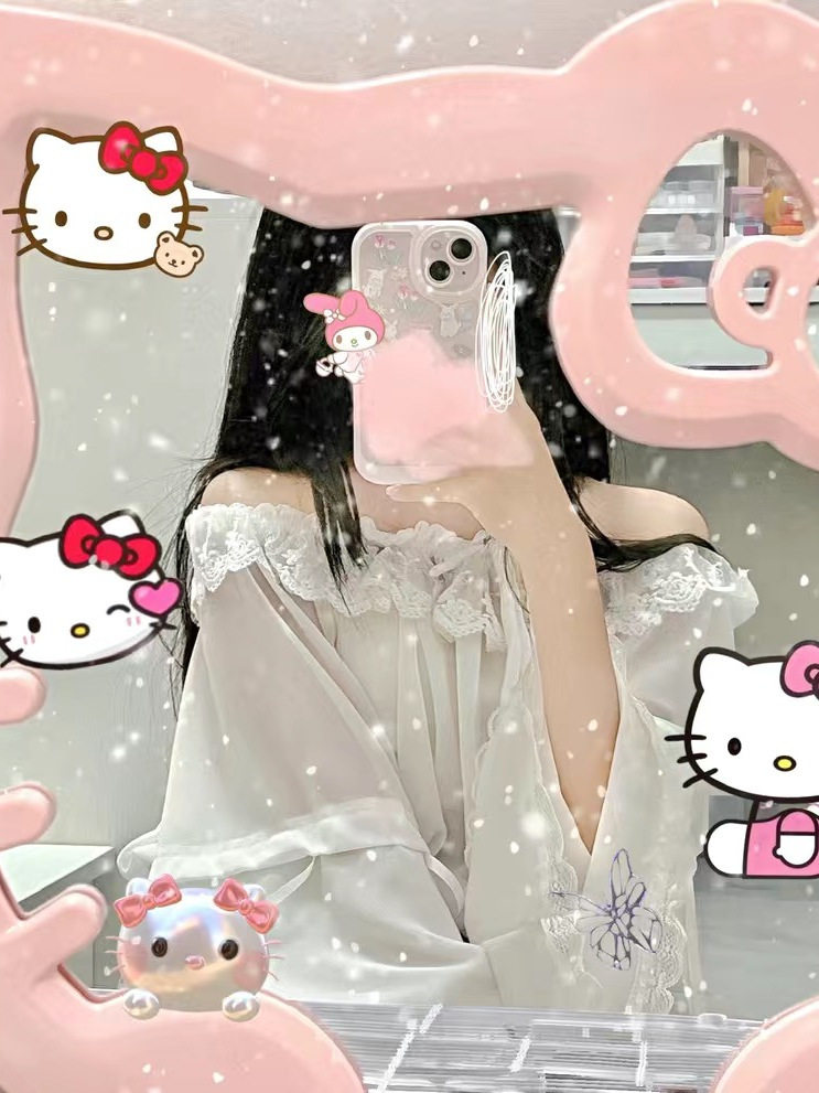 Зеркало kitty桌上化妆镜子梳妆台面式学生宿舍家用浴室卫生间挂墙免打孔