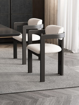 Italian minimalist light luxury solid wood dining chair home simple modern tea chair restaurant high-end dining table and chair study