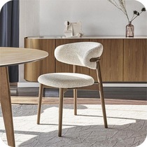 Modern simple solid wood dining chair Nordic light luxury fabric chair living room back chair home restaurant book chair