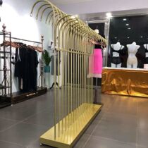 Iron clothing store clothes hanger display rack parallel bar Nakajima clothing shelf floor rack womens clothing store hanging clothes rack double row