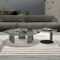 Modern simple living room round slate coffee table small apartment large and small round stainless steel designer creative side table combination