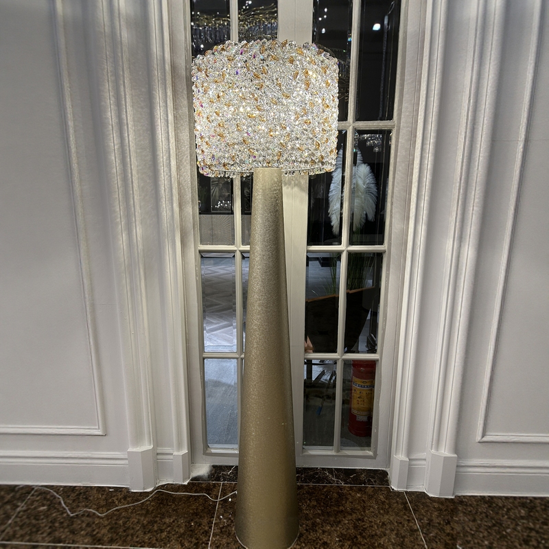 French-Style Multicolored First-Grade K9 Crystal Floor Lamp for Living Room and Bedroom, Natural Color Crystal Lamp, Hotel Sales Department Decorative Lamp