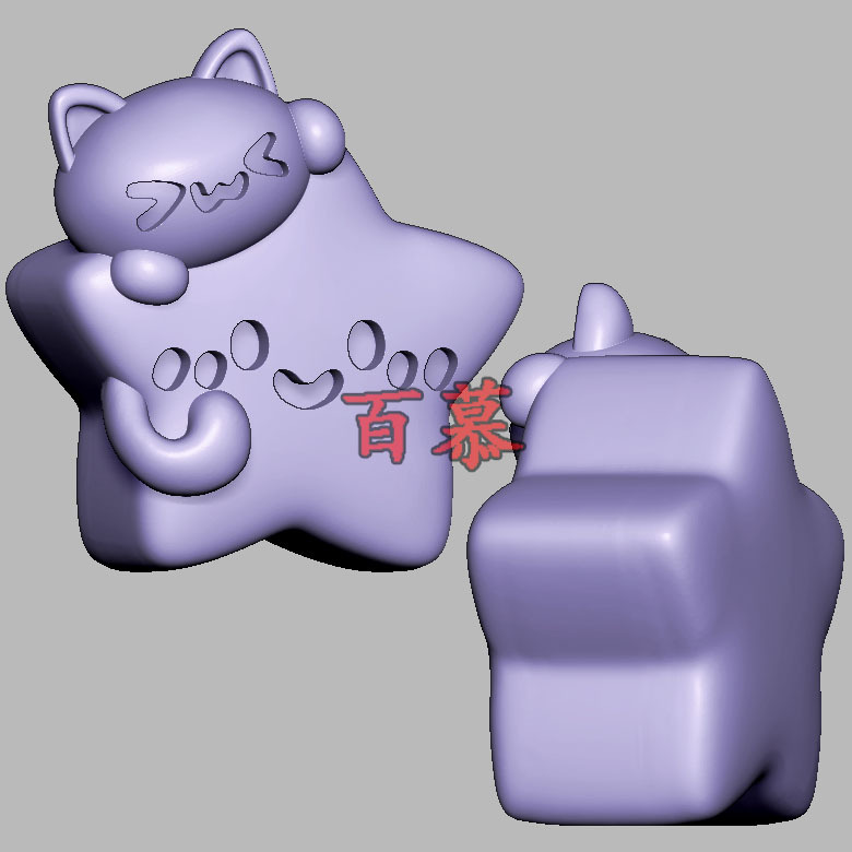 Hide and Seek Star Cat Sweet Star Cat 3D Stereoscopic Round Sculpture Stl File Engraving Machine 3D Model 3599