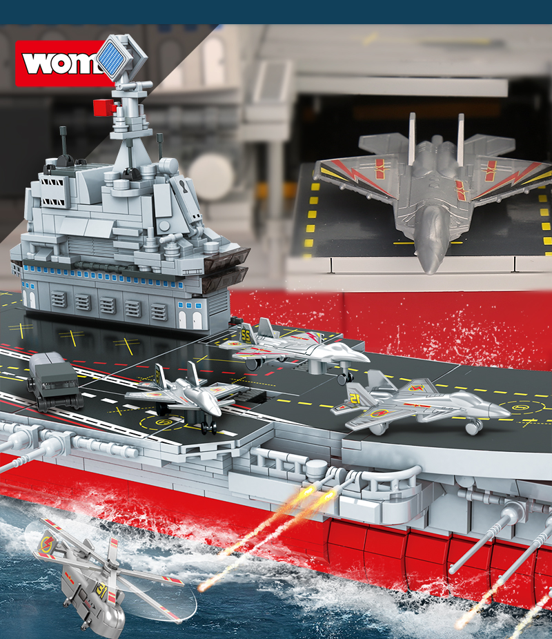 Ngày thiếu nhi quà tặng tàu sân bay mô hình lớn khối xây dựng câu đố trẻ em lắp ráp tàu chiến quân sự đồ chơi cậu bé lego attack on titan lego iron man