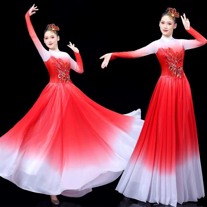 New Opening Dance Performance Dress with Large Skirt, Elegant Stage Costume, Performance Outfit, Dance Costume for Me and My Motherland New Opening Dance Performance Dress with Large Skirt, Elegant Stage Costume, Performance Outfit, Dance Costume for Me and My Motherland
