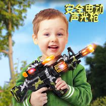 Audible and visual toy gun children electric projection submachine gun camouflak with light music cool simulation model little boy