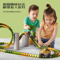 Dinosaur track car childrens electric roller coaster assembled toy charging small train athletic anti-gravity racing puzzle