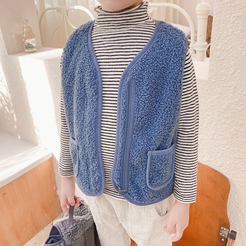 2021 New Lamb Fleet Children Horse Fall and Winter Strengthen Boys and Girls Vest Baby and Young Children to Wear Warm