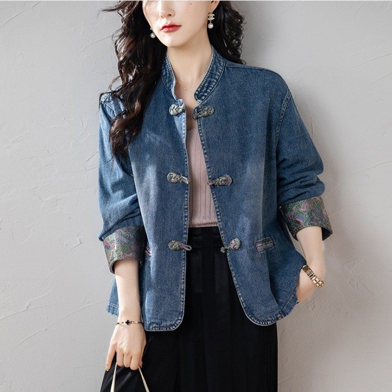 September momo's new chinese style denim jacket, spring 2025