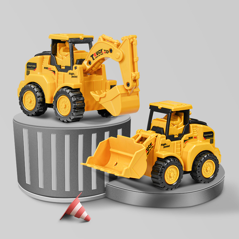 One press the boys and children press the small excavator toy back pressure press roller roads inertia small car 5731