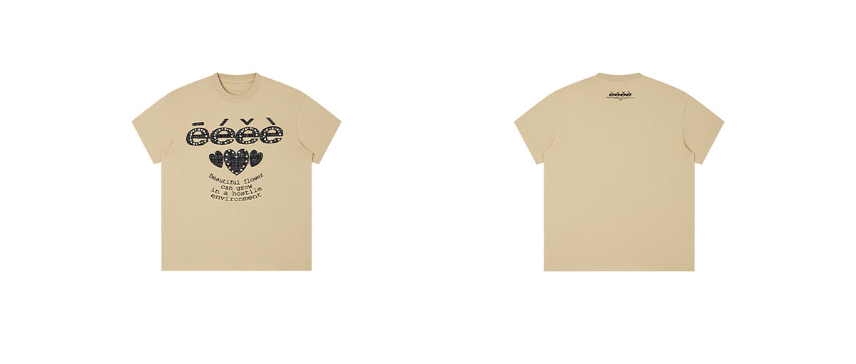 eeeeArtmonster Heart Patch Beaded Letter Tee