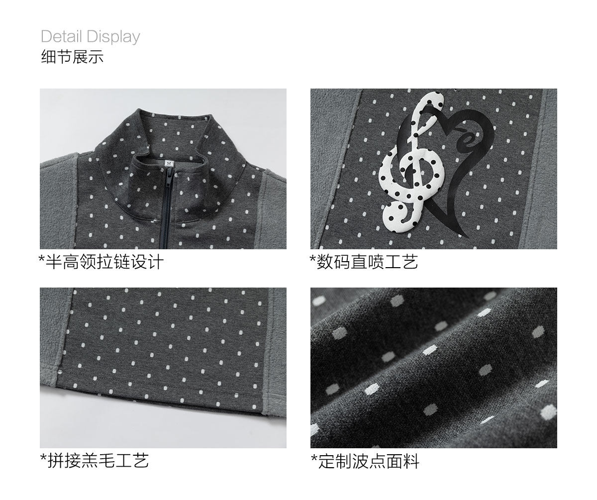 eeeeArtmonster Polka Dot Half-Zip Long-Sleeve Top