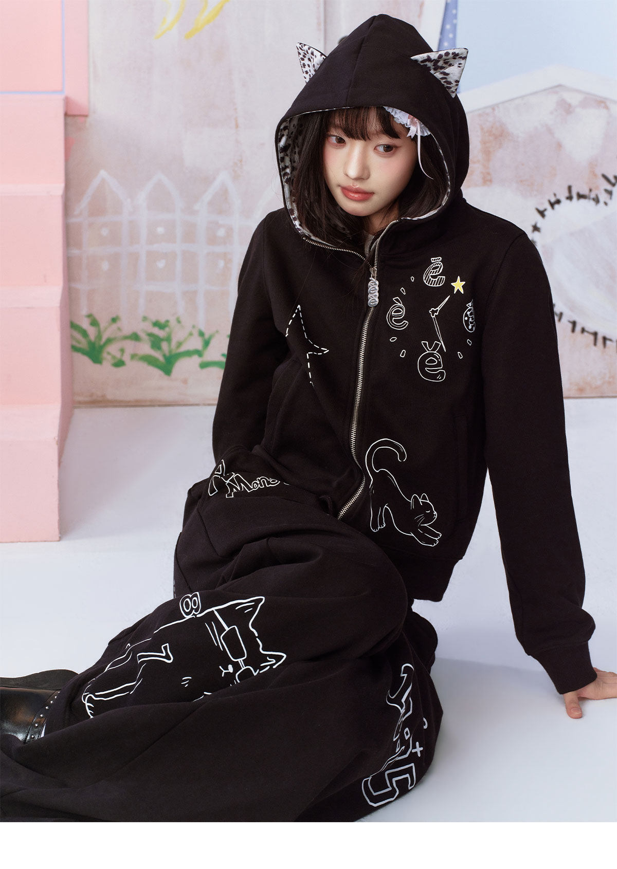 eeeeArtmonster Leopard Cat Ear Hoodie