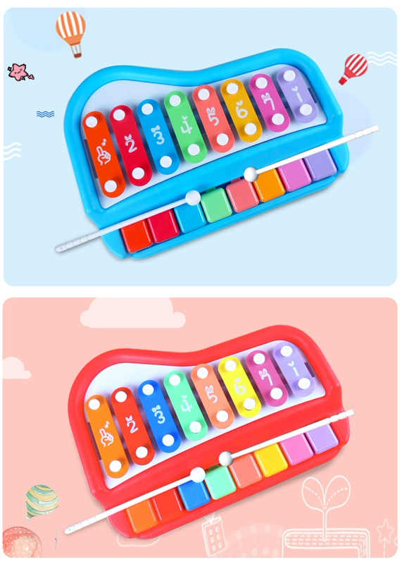 Nhạc cụ xylophone hai trong một giáo dục gõ tay tám âm sắc dành cho trẻ sơ sinh 8 tháng tuổi và trẻ nhỏ đồ chơi âm nhạc đàn piano