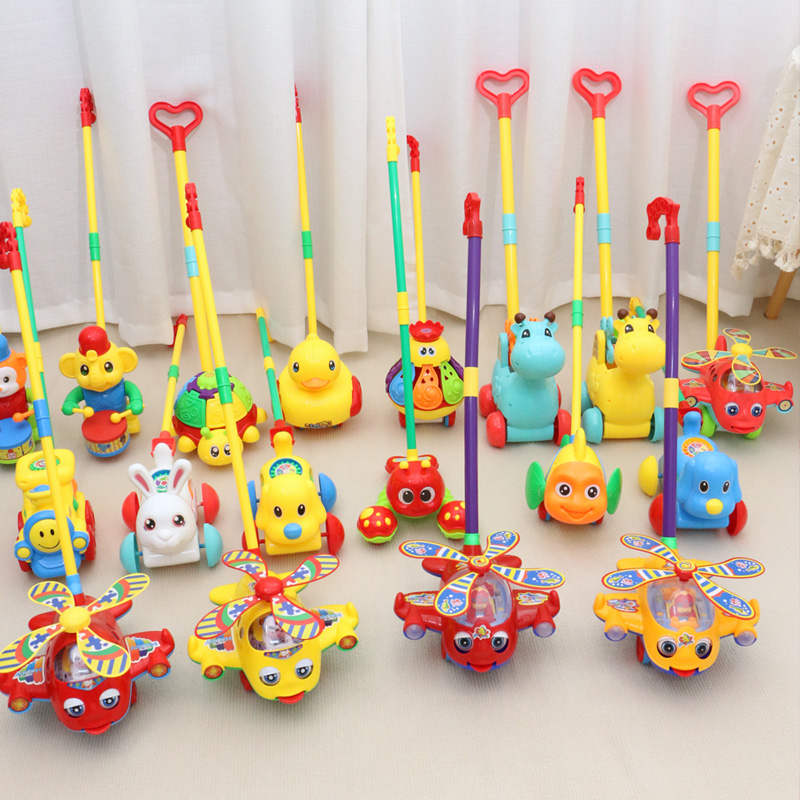Children's steps to push the airplane toy Toy Pushback 1-2 3 Year Old 3 Walking Bike Single Pole Rattle Baby Toy-Taobao