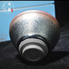 Здание 建阳建盏名家陈国飞松影纯手工主人杯单杯茶杯银毫油滴茶盏