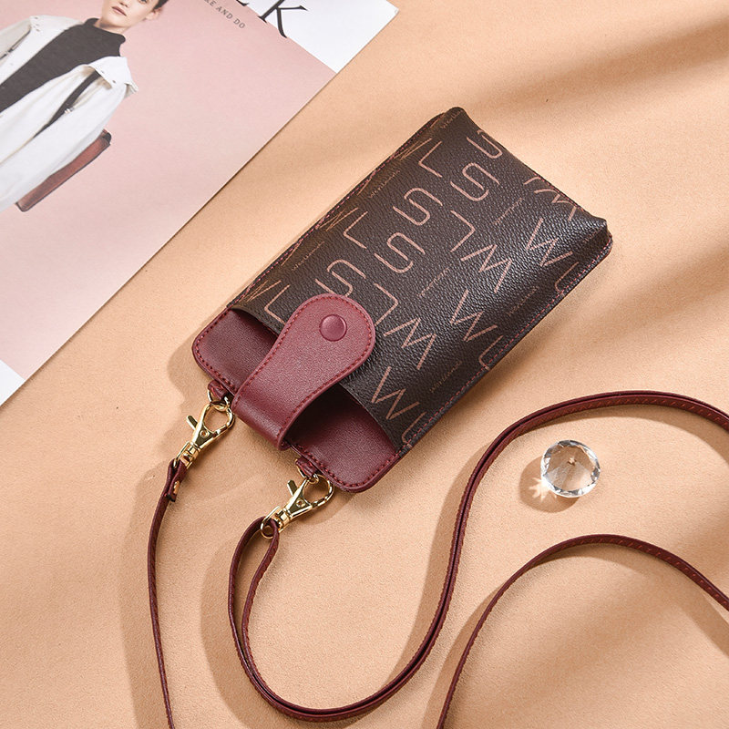 Mobile phone bag women's new simple leather small bag casual mini Messenger bag one shoulder vertical female mini coin purse