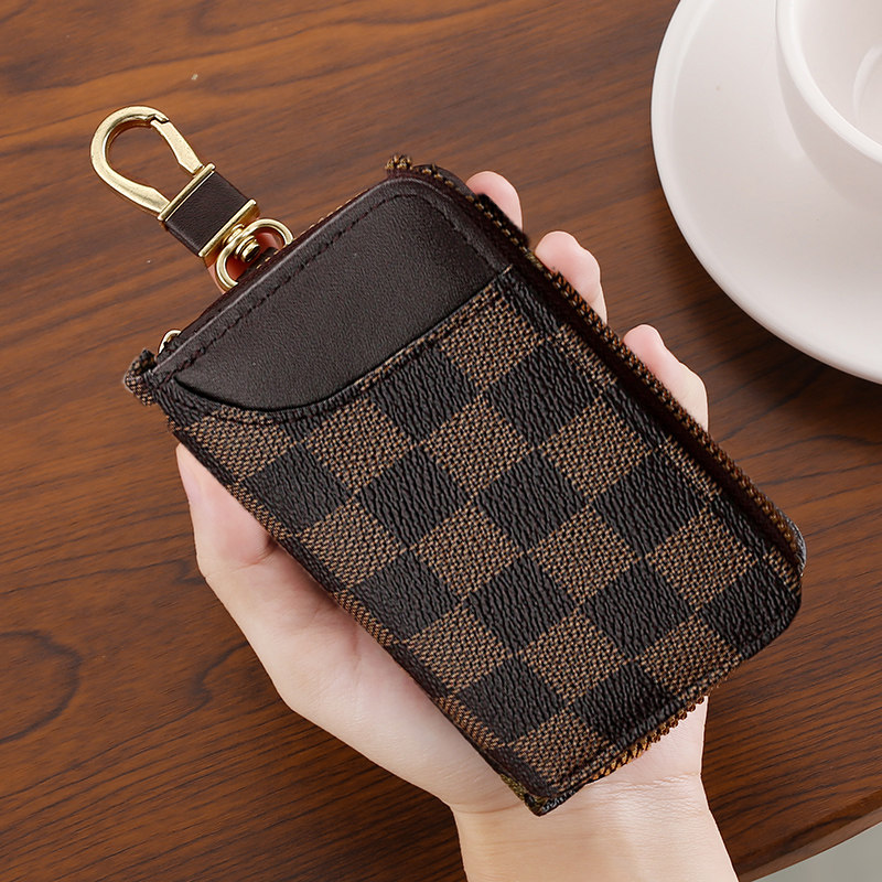 Key bag men's leather sense large-capacity multi-function waist-hanging leather key bag women's simple and practical car key bag card bag