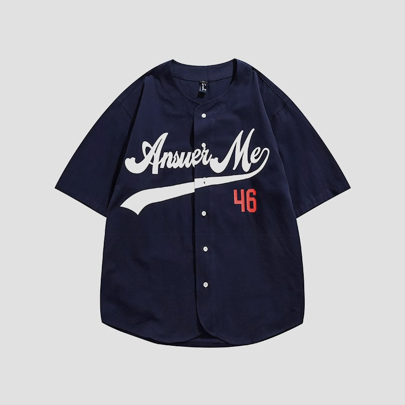 Extra Large Size 150kg American Baseball Uniform Shirt for Men and Women, Short-Sleeved T-Shirt, Summer Loose Retro Collarless Cardigan Jacket Extra Large Size 150kg American Baseball Uniform Shirt for Men and Women, Short-Sleeved T-Shirt, Summer Loose Retro Collarless Cardigan Jacket