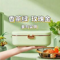 Rechargeable heated lunch box 304 stainless steel electric heated insulated lunch box without water filling plug-in constant temperature heating for students