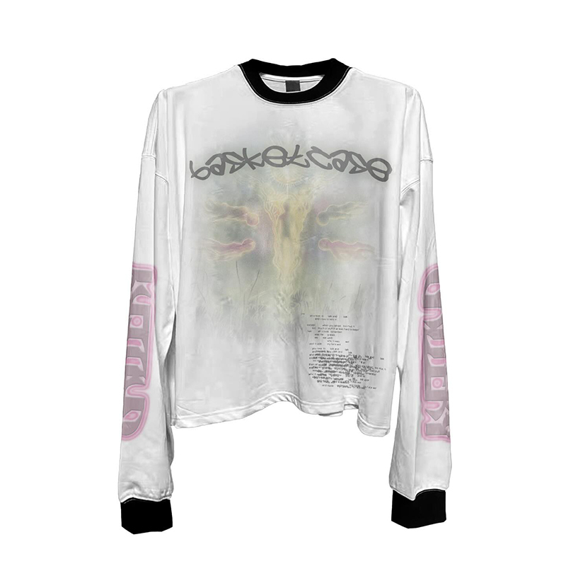 Arts “Fantasy” Autumn New Style Light Asian Style Printed Long Sleeve Round Neck T-Shirt for Men and Women Couples Base Layer Top