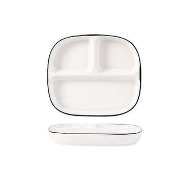 New one-person meal plate home breakfast plate separated children's tableware ceramic quantitative fat reduction three-compartment meal plate