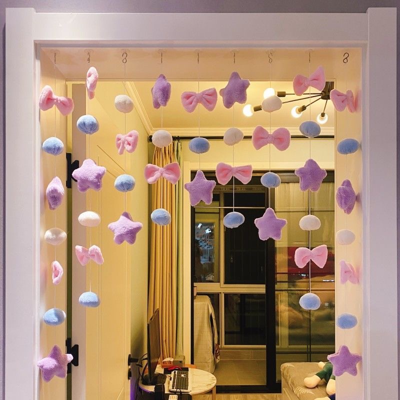 Bedroom Decorative Door Curtain, Popular on Xiaohongshu, High Aesthetic Appeal, Girly Princess Room, Children's Room Hanging Curtain, No Drilling Required