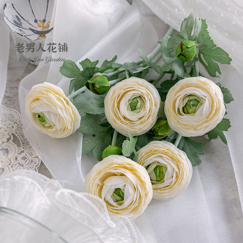 ins Korean wind polo peony emulation flower small dew lotus flower white rose silk flower flower arrangement upscale swing piece decoration props