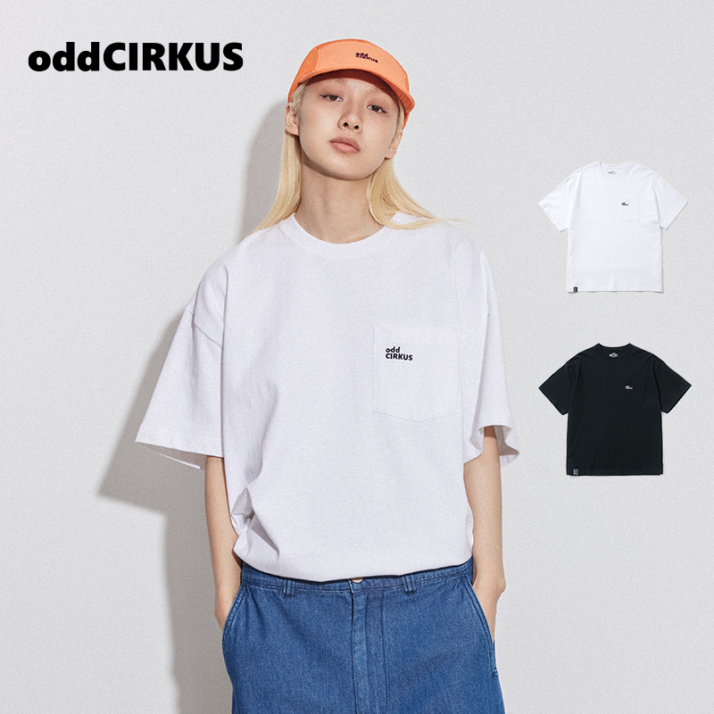 Oddcirkus Printed Short-Sleeved T-Shirt with Japanese Street Style Lettering, Round Neck, Summer Unisex American-Style Top