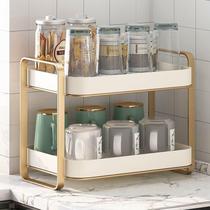 Cup storage rack living room glass teacup kitchen double-layer drain tray household artifact desktop storage rack