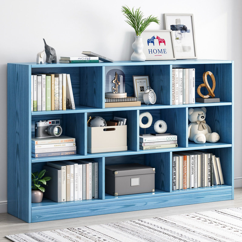 Bookshelf landing simple living room shelf student home small storage shelf picture book net red lattice against the wall bookcase - Taobao