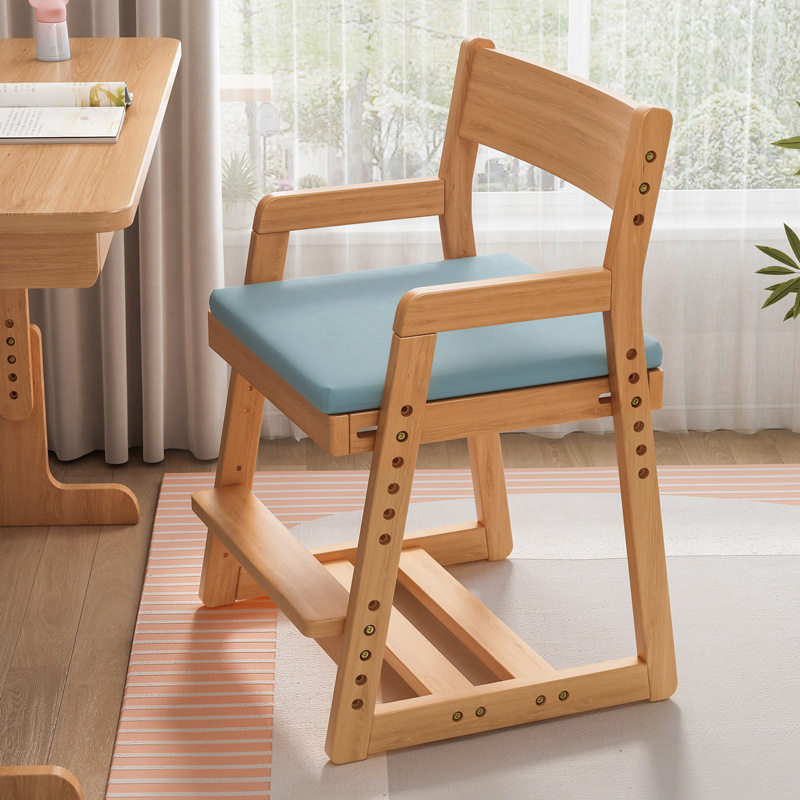 Solid wood children's study chair desk writing chair student back chair home liftable seat stool dining chair