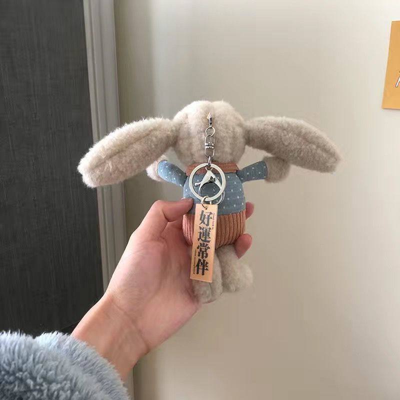 Net Red Korea Cute Long Ear Rabbit Key Buckle Plush Bunny Rabbit Pendant Paparazzi Wedding Celebration Gift Bag Hanging Jewelry