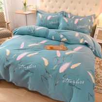Bed four sets in winter All cotton pure cotton 100 thickened mill fur quilt cover bed sheet Bed 1 8 bed goods kit
