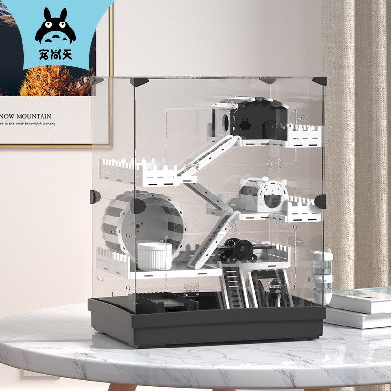 Small pet hamster cage acrylic 60 transparent extra-large villa 47 base cage gold silk bear supplies complete