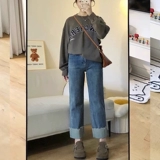 Осенние прямые свободные джинсы, штаны, большой размер, 2024 года, свободный крой