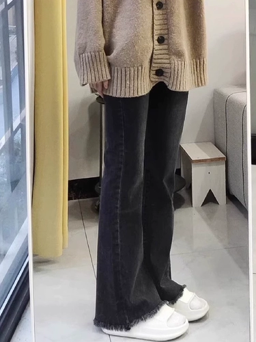 Демисезонные джинсы, штаны, флисовые штаны-клёш, коллекция 2023, большой размер, подходит для подростков, по фигуре